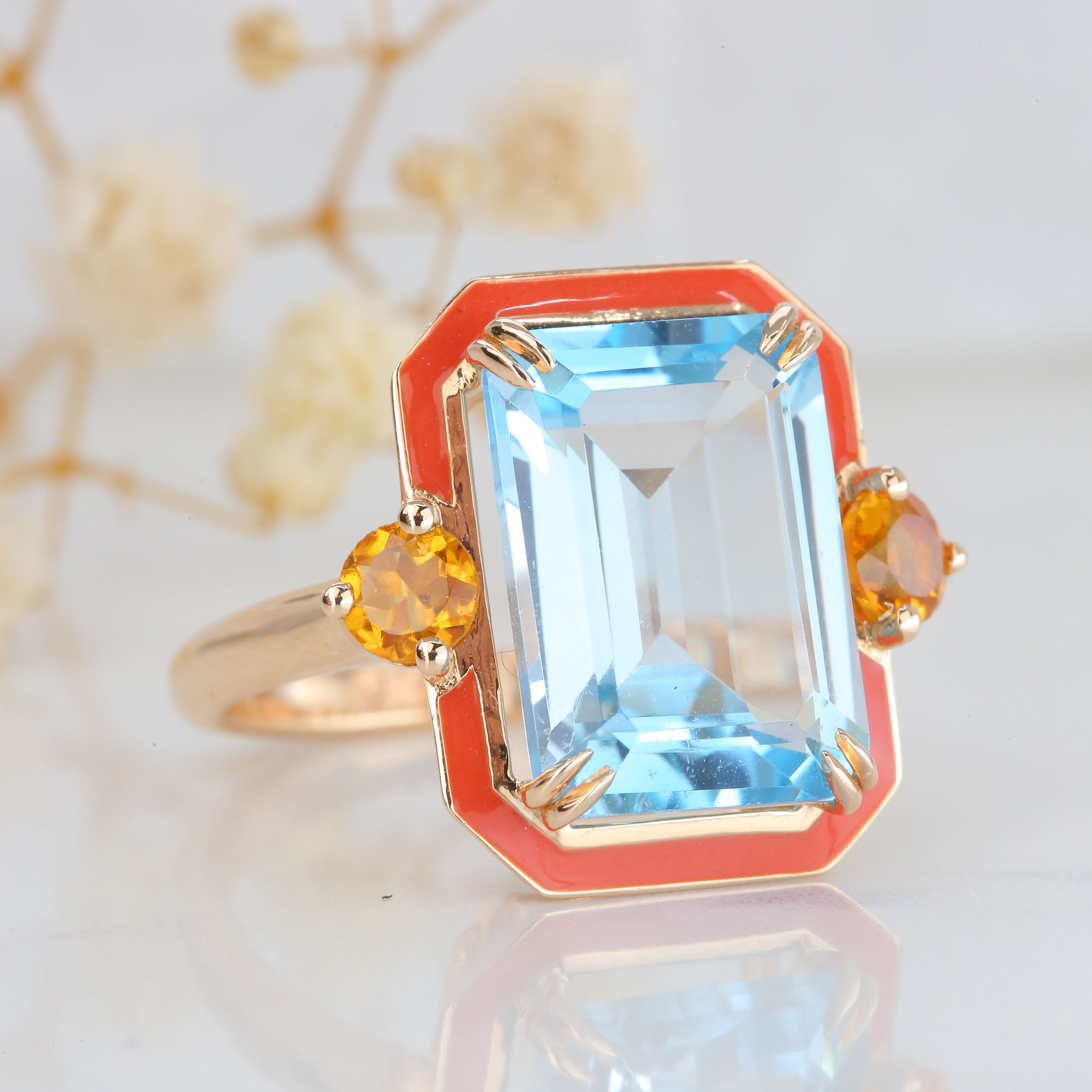 5ct Emerald Cut Aquamarine Sapphire Engagement Ring