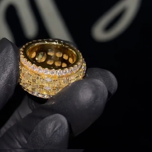 1.0ct Radiant Cut Yellow and White Sapphire Men's Ring