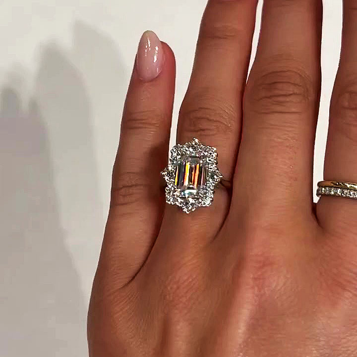 3ct Emerald Cut White Sapphire Engagement Ring