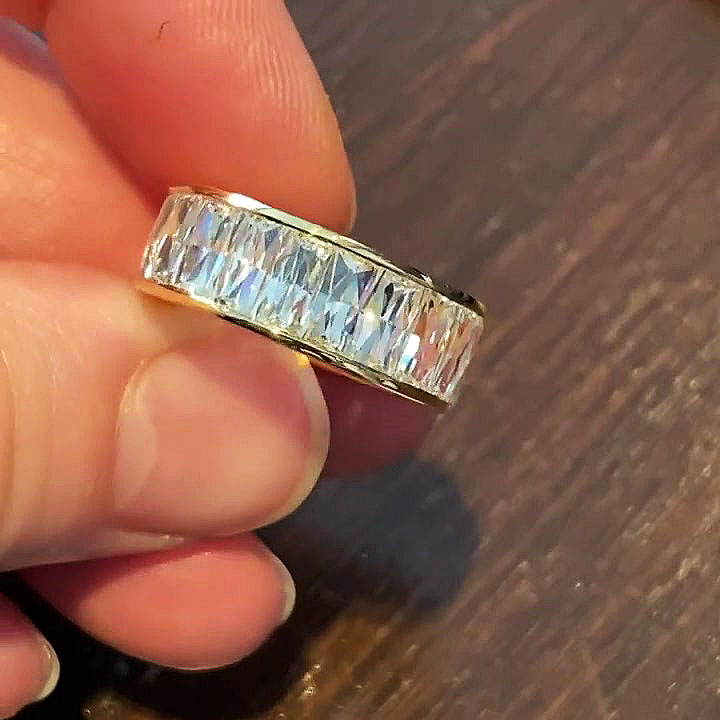 6.05ct French Cut White Sapphire Eternity Ring