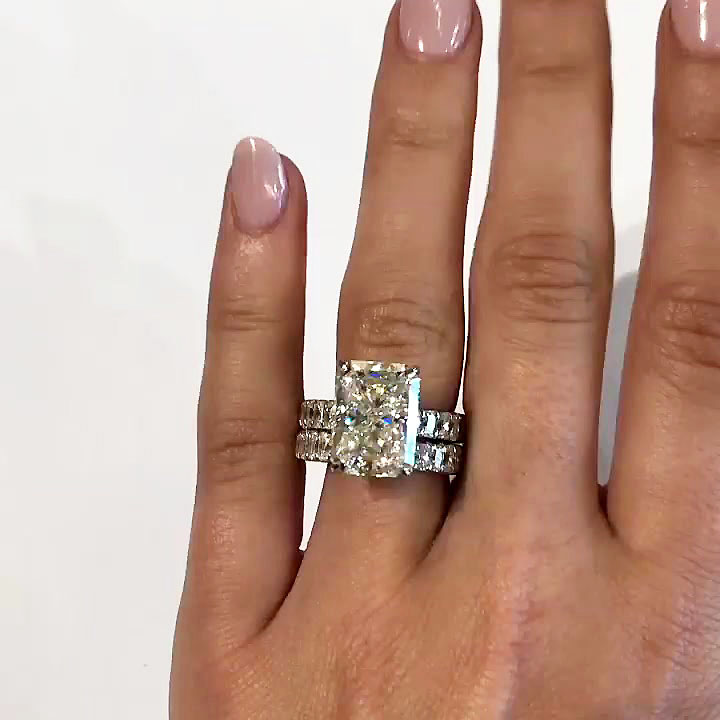 6ct Radiant Cut White Sapphire Wedding Ring Set