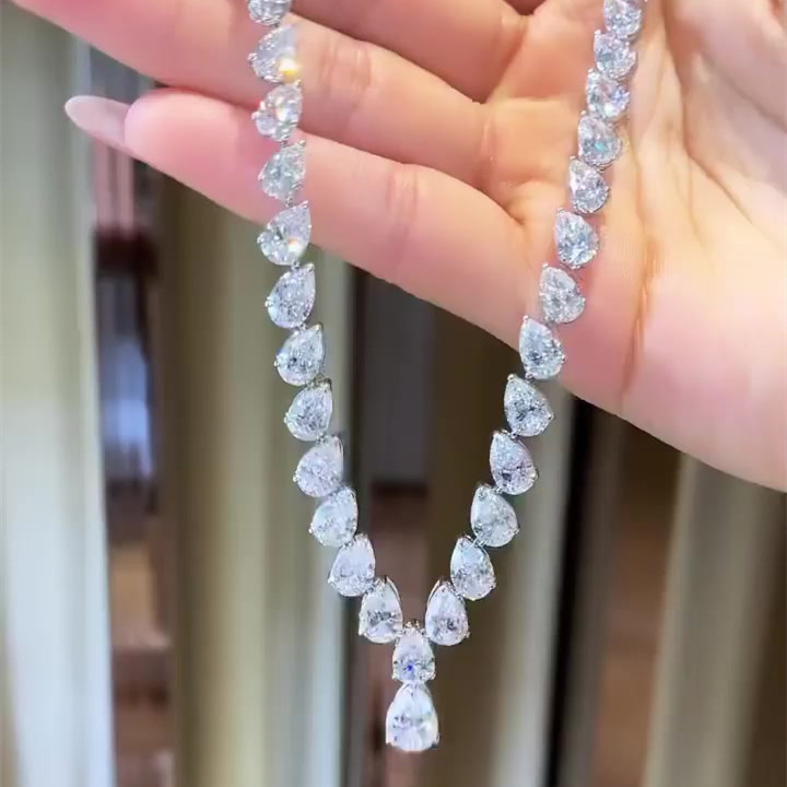 Pear Cut White Sapphire Necklace