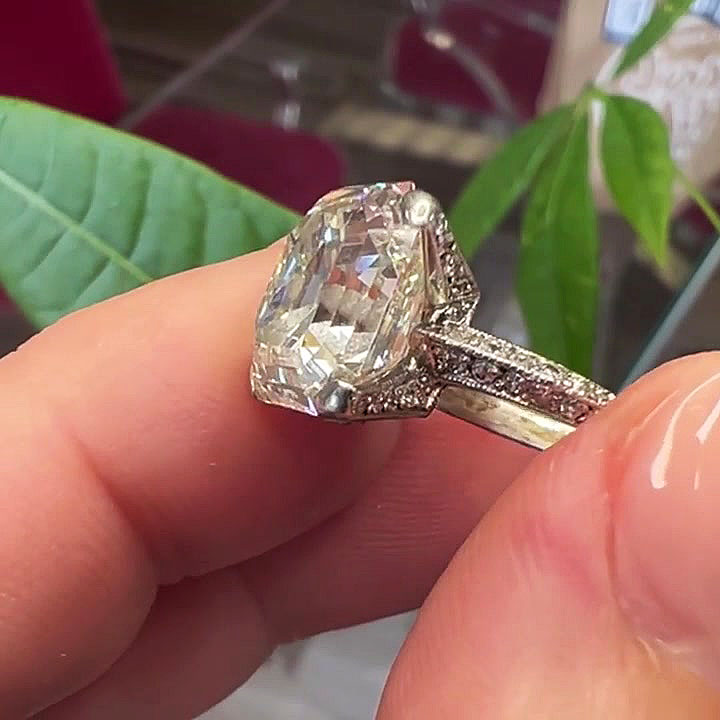 5ct Emerald Cut White Sapphire Engagement Ring