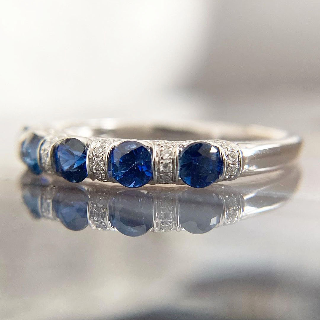 2.75ct Round Cut Blue Sapphire Eternity Ring