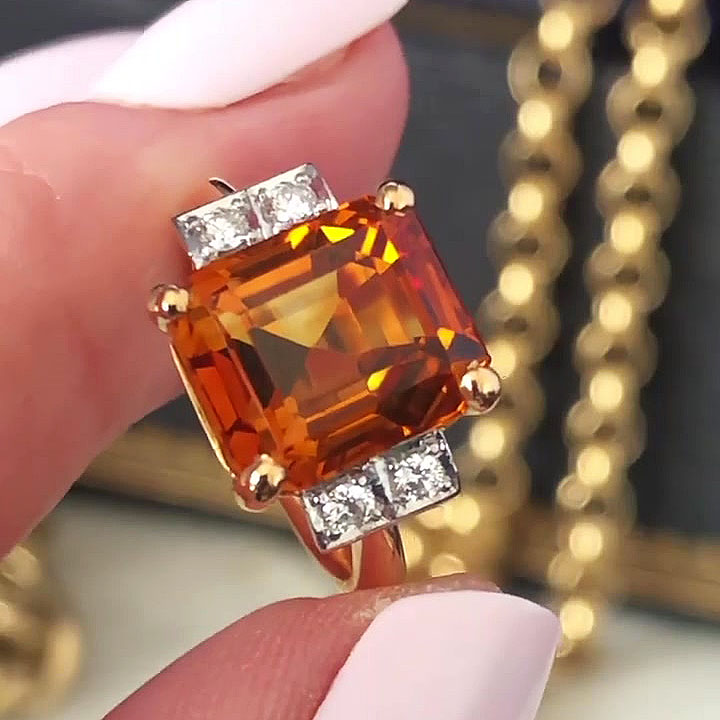 4ct Emerald Cut Yellow Sapphire Engagement Ring