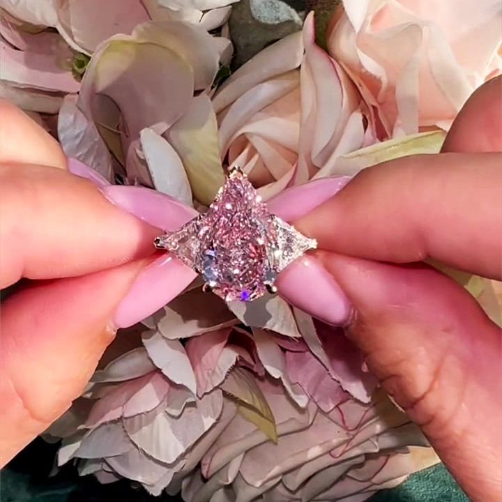 7ct Pear Cut Pink Sapphire Engagement Ring