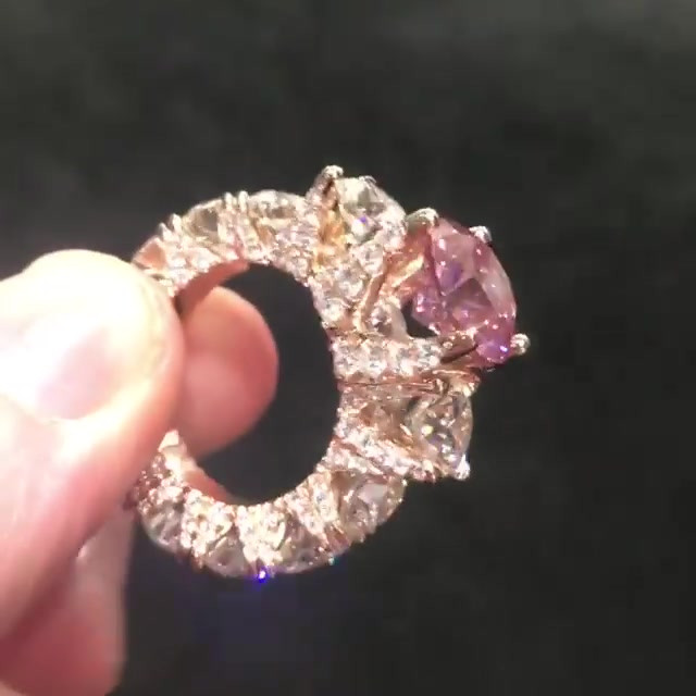 3ct Round Cut Pink Sapphire  Engagement Ring