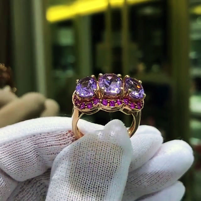 6.25ct Oval Cut Amethyst Sapphire Eternity Ring