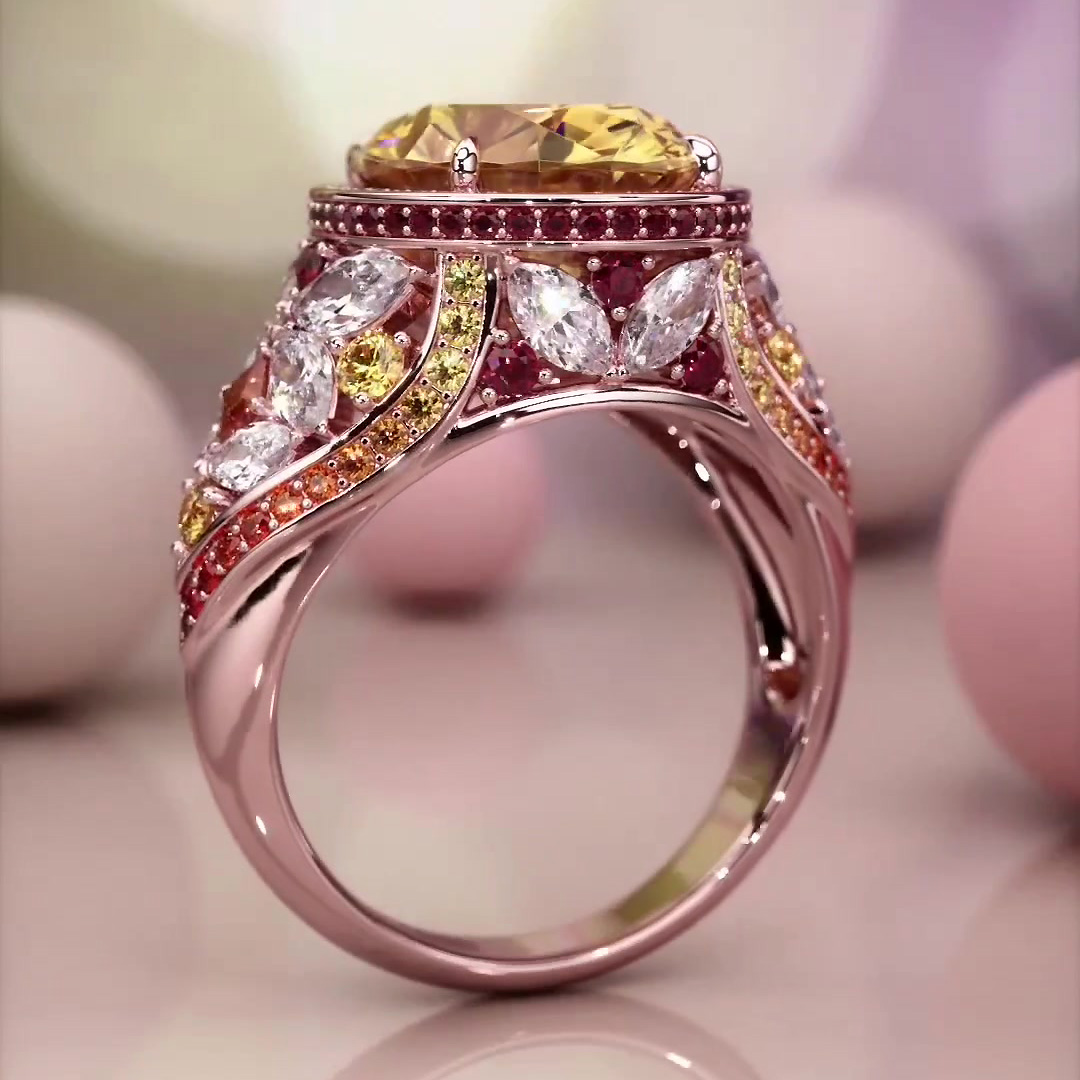 7ct Oval Cut Yellow Sapphire Engagement Ring