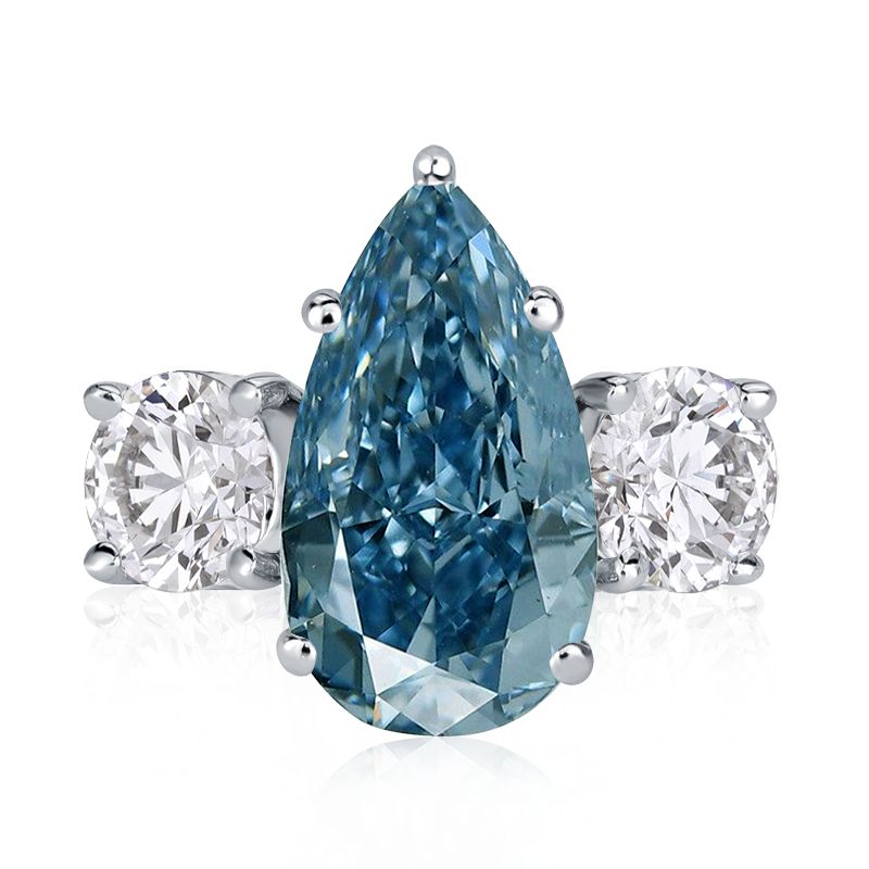 6ct Pear Cut Fancy Vivid Blue Engagement Ring