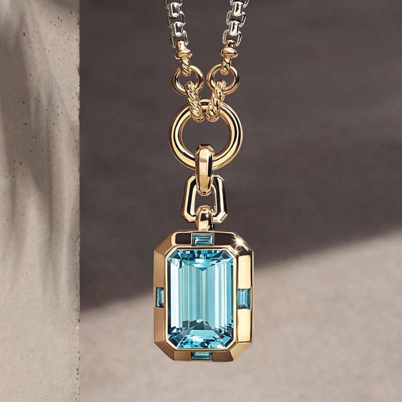 Emerald cut sale aquamarine necklace