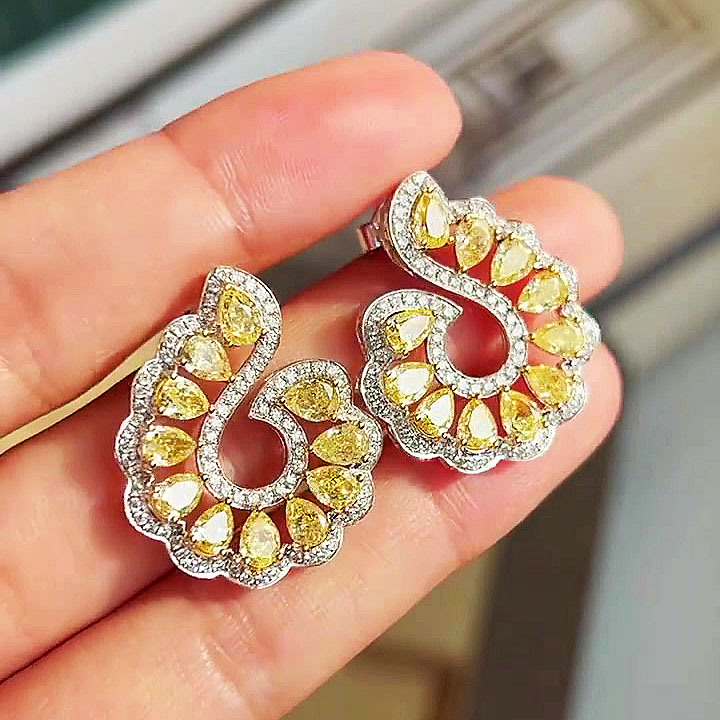 Pear Cut Yellow Sapphire Hoop Earrings