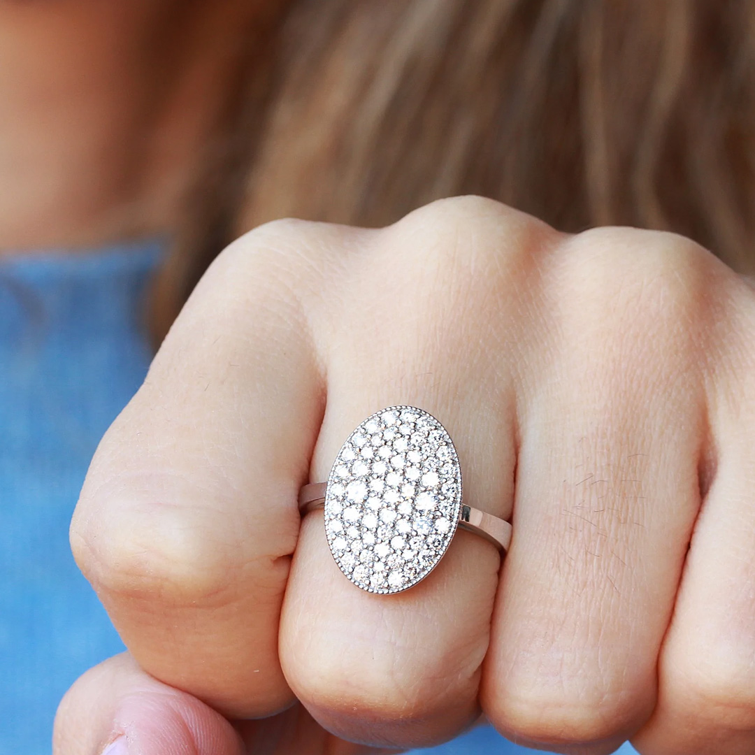 4.35ct Micro-pave Setting Round Cut White Sapphire Ring