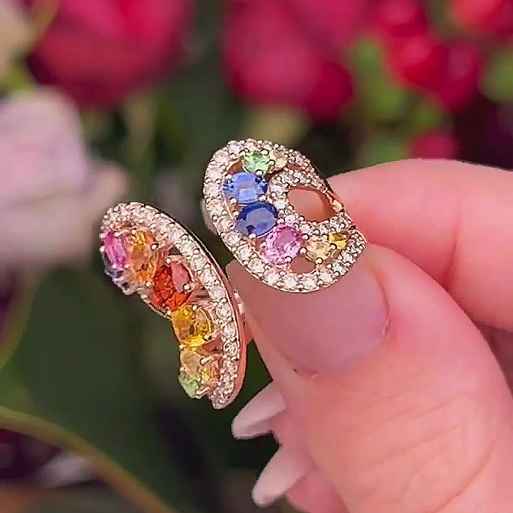 6.25ct Oval Cut Rainbow Sapphire Cocktail Ring