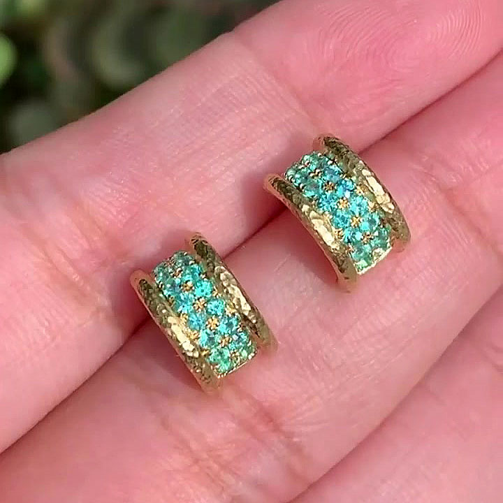 Round Cut Aquamarine Sapphire Stud Earrings