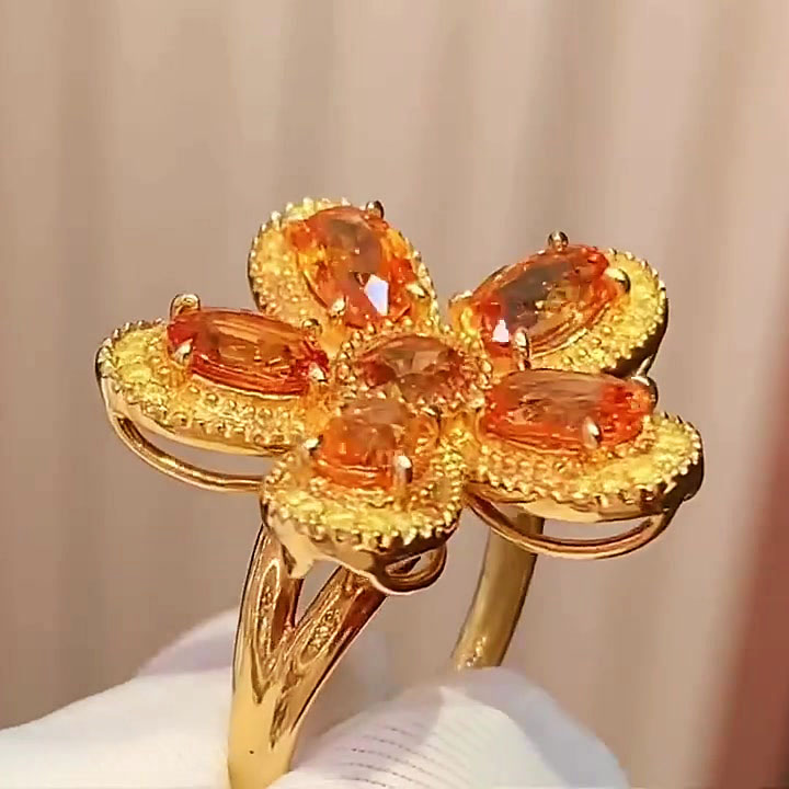 3ct Sunflower Oval Cut Yellow Sapphire Engagement Ring