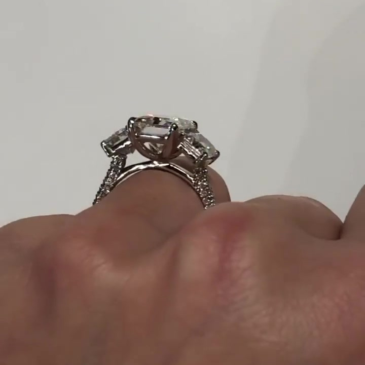 6.4ct Radiant Cut White Sapphire Wedding Ring