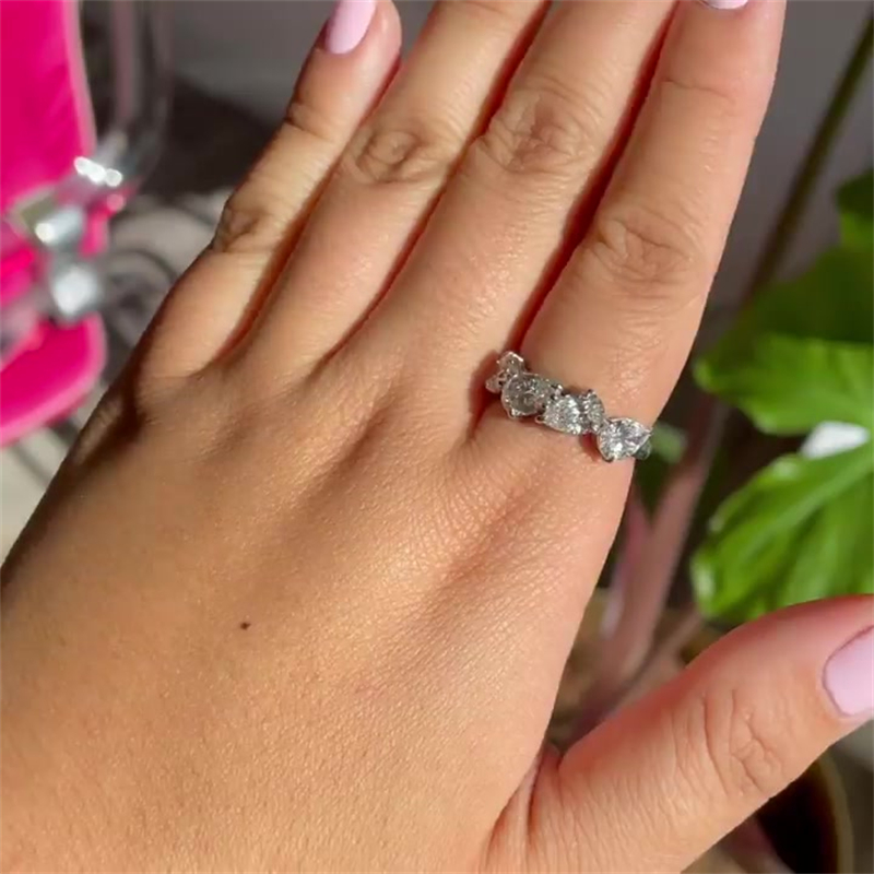 4ct Pear Cut White Sapphire Wedding Band