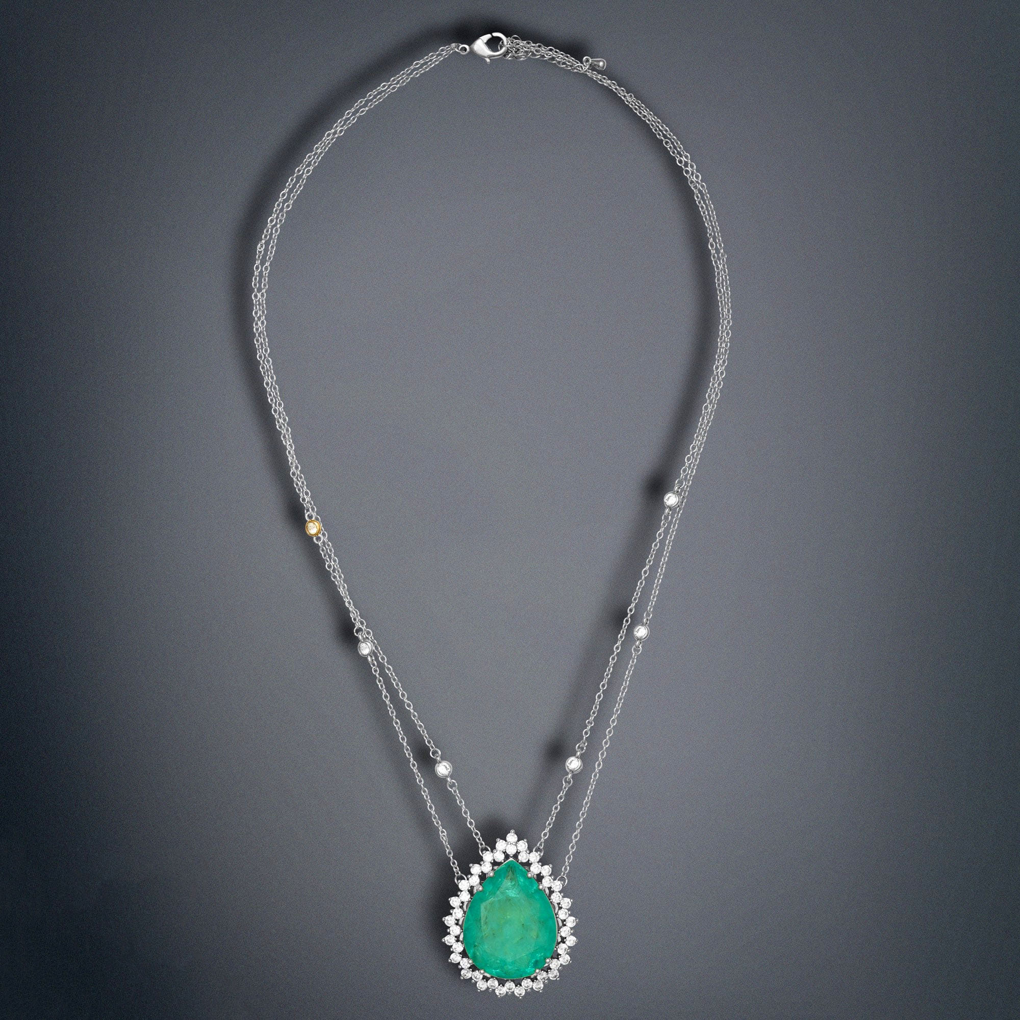 Pear Cut Green Sapphire Pendant Necklace