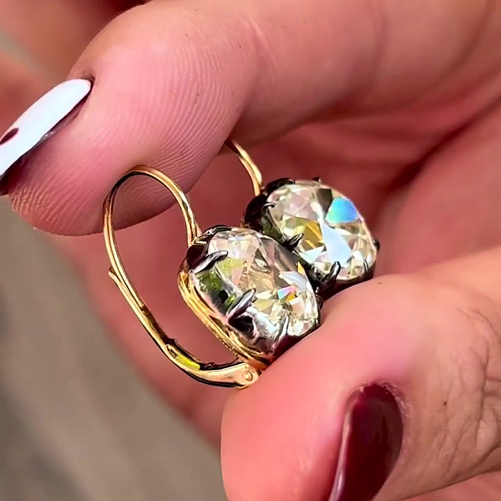 Cushion Cut White Sapphire Drop Earrings