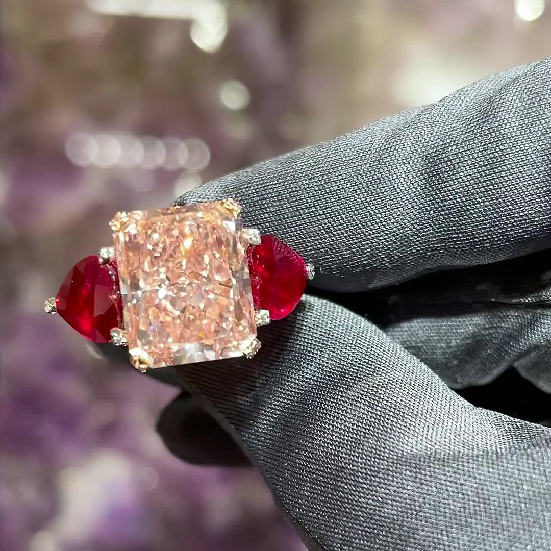 5ct Radiant Cut Champagne Sapphire Engagement Ring