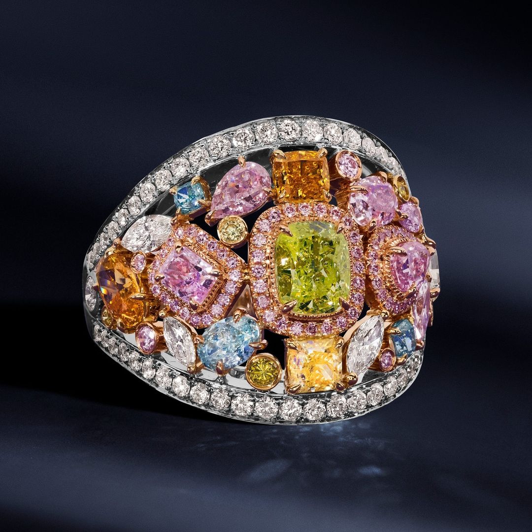 8.15ct Irregular Cut Colorful Sapphire Cocktail Ring