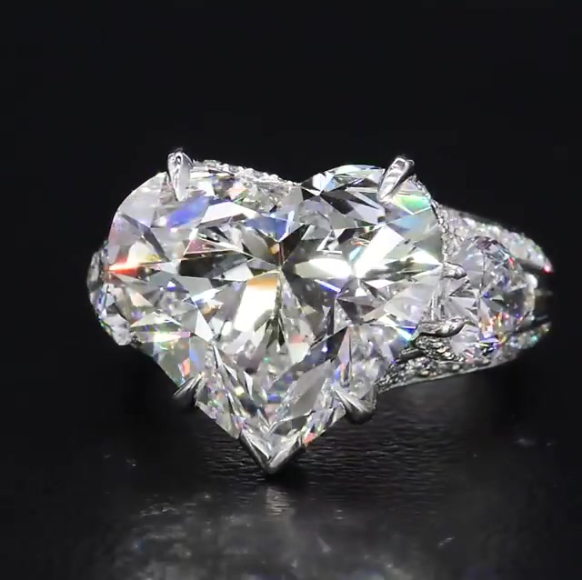 10ct Three-stone Heart Cut White Sapphire Engagement Ring