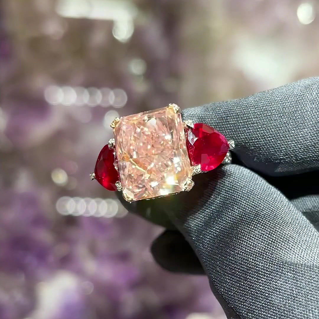 5ct Radiant Cut Champagne Sapphire Engagement Ring