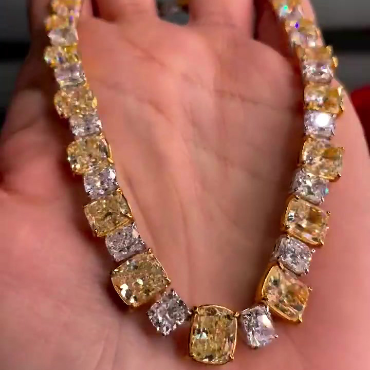 Cushion Cut Yellow Sapphire Necklace