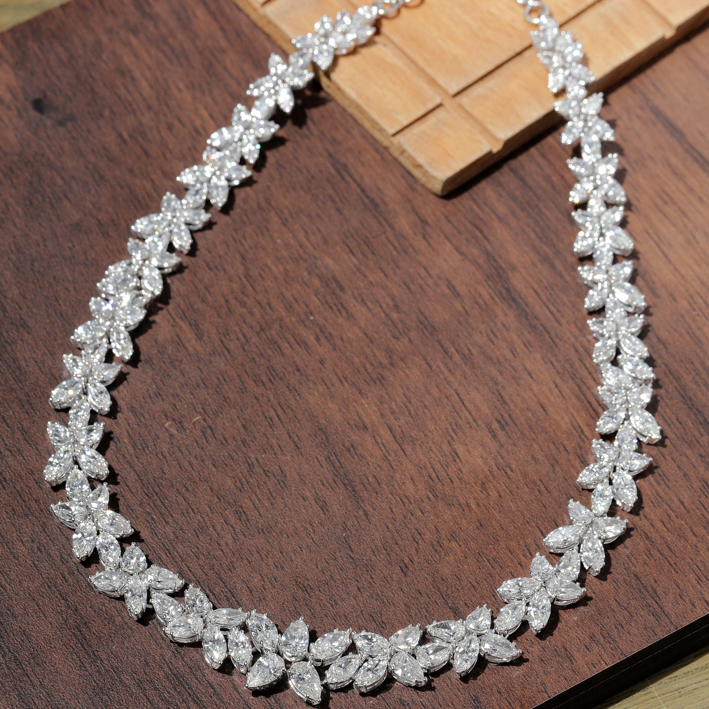 Marquise&Pear Cut White Sapphire Necklace