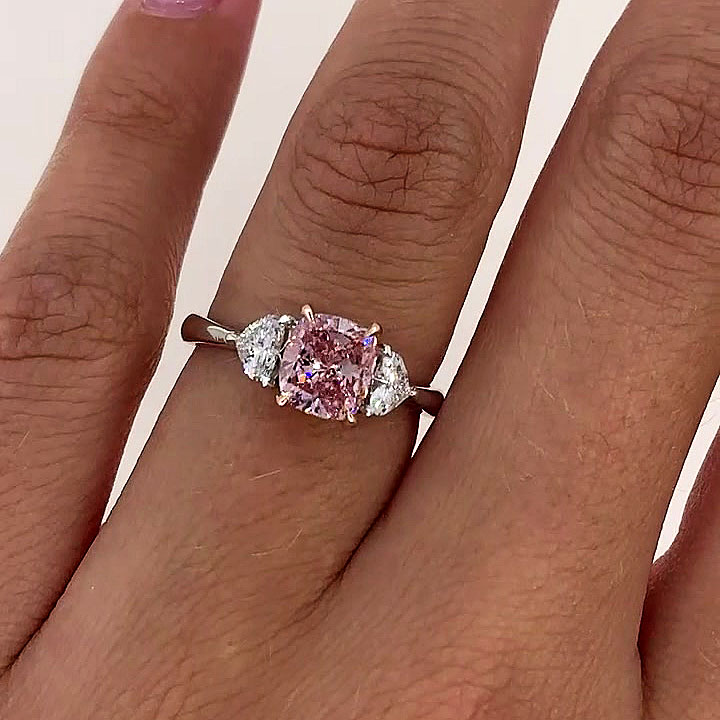 3ct Cushion Cut Pink Sapphire Engagement Ring