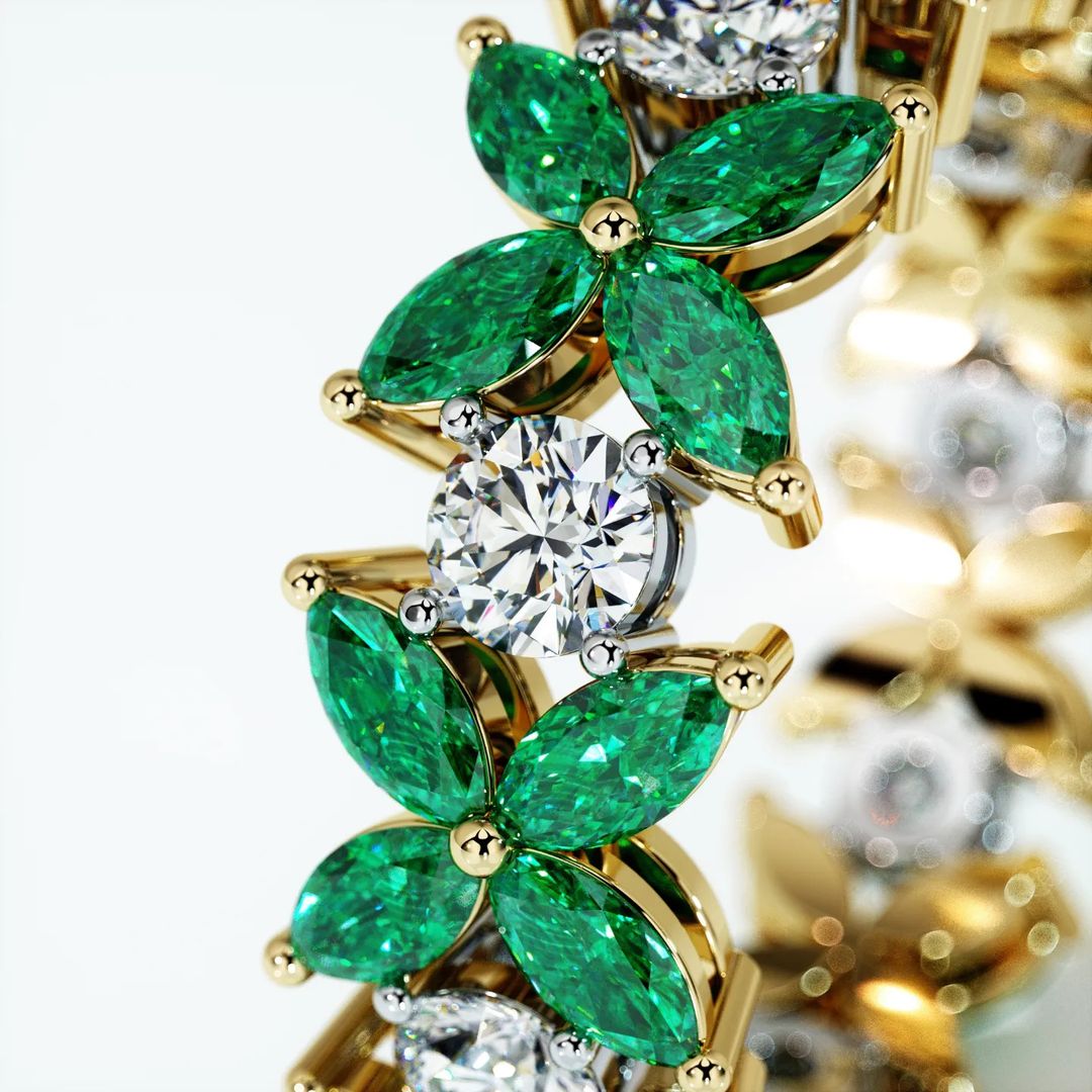 6ct Marquise Cut Emerald Sapphire Eternity Ring