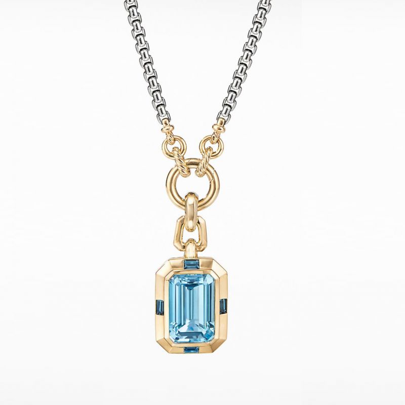 5ct Emerald Cut Aquamarine Sapphire Pendant Necklace