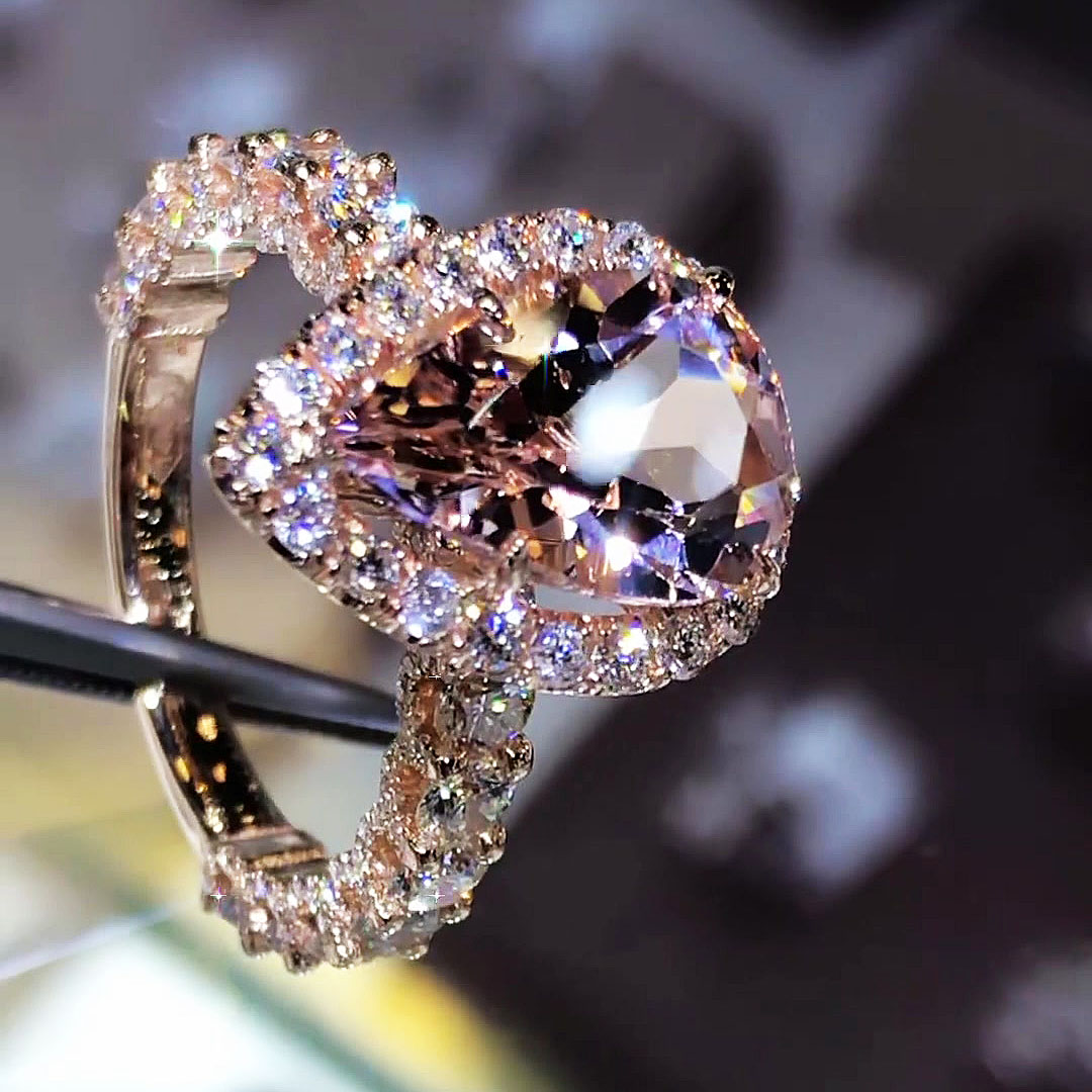 6ct Halo Pear Cut Pink Sapphire Engagement Ring