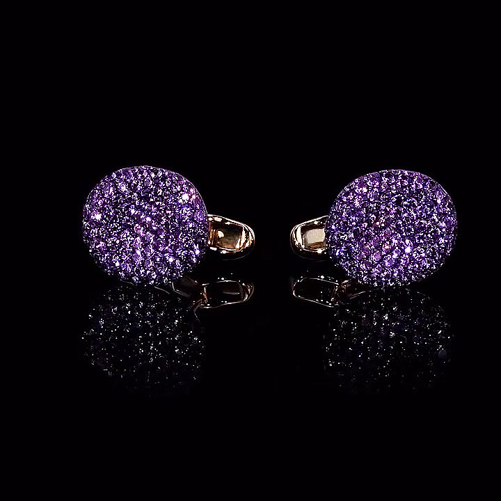Micro-pave Setting Round Cut Amethyst Sapphire Stud Earrings
