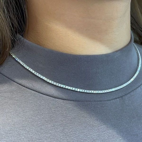 16.95ct Handmade Ladies Diamond Tennis Necklace