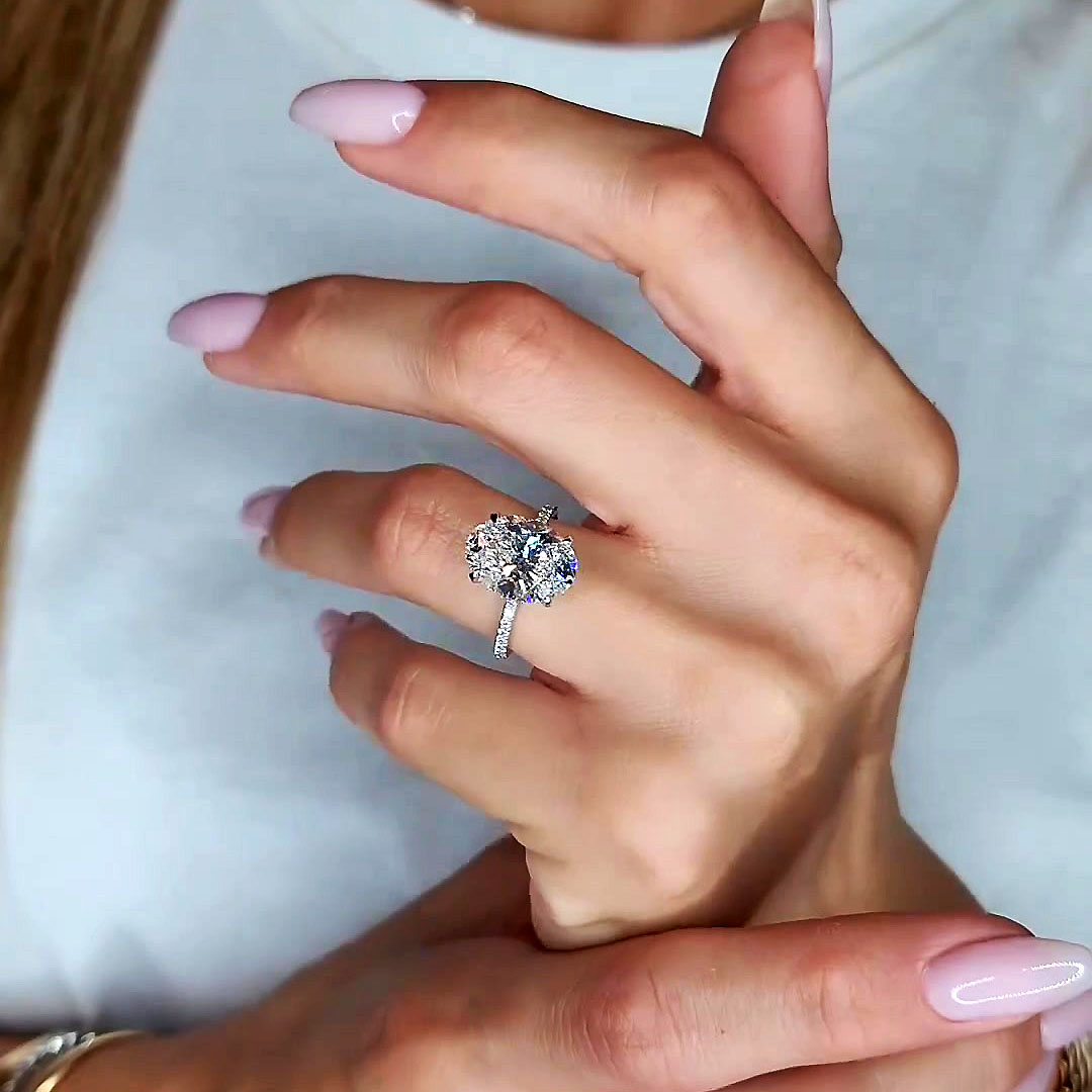 4ct Oval Cut White Sapphire Engagement Ring