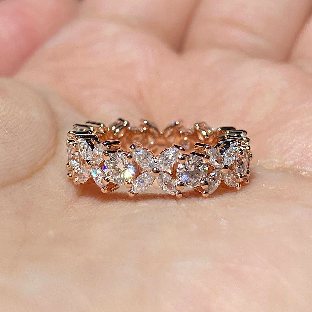 6ct Marquise Cut White Sapphire Eternity Ring