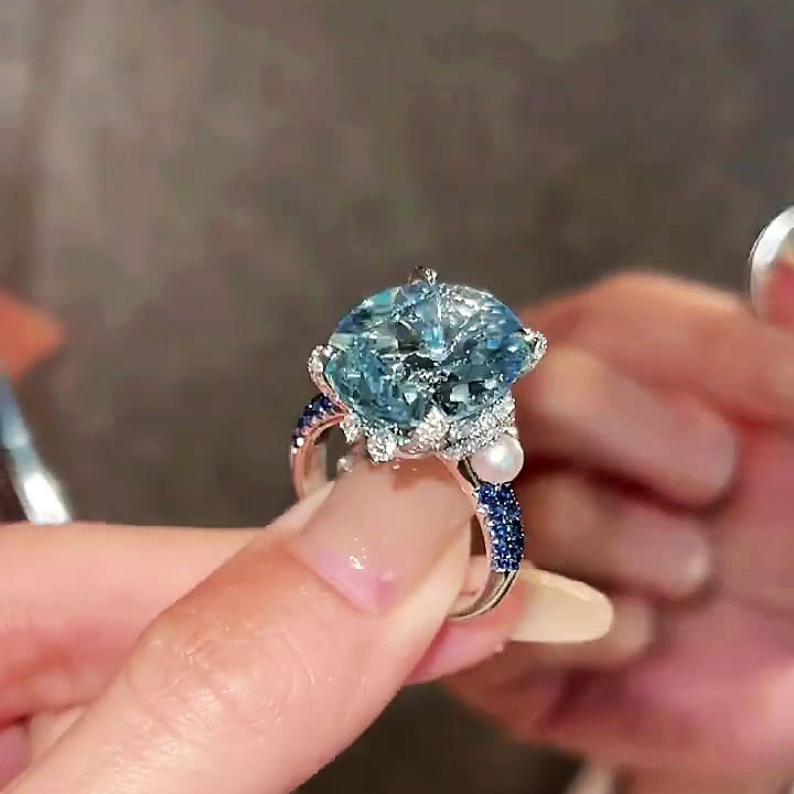 5ct Oval Cut Aquamarine Sapphire Engagement Ring