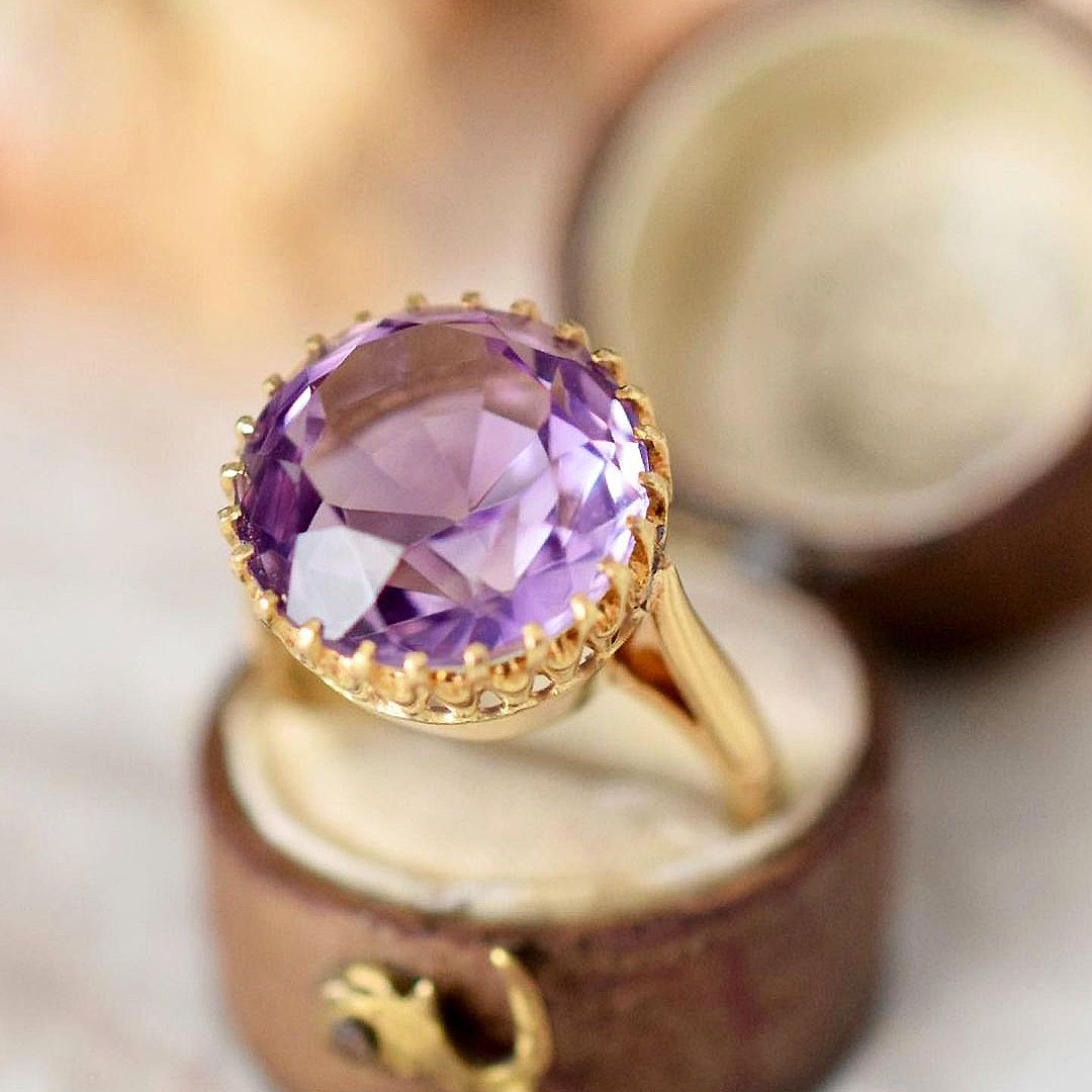 5ct Round Cut Amethyst Sapphire Engagement Ring