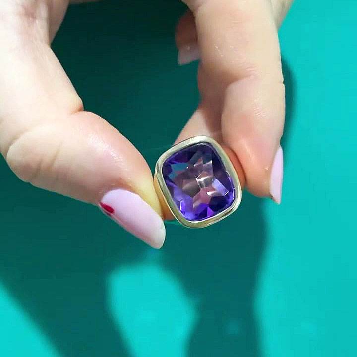 5ct Cushion Cut Blue Sapphire Men's Engagement Ring