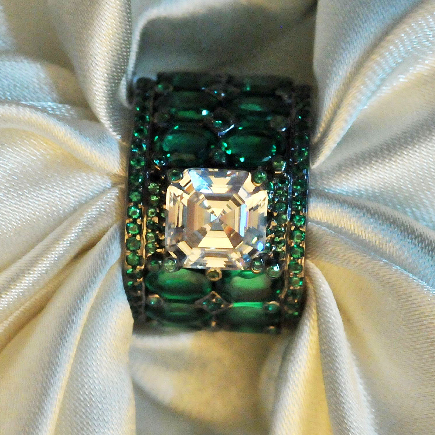3ct Emerald Cut Emerald Sapphire Engagement Ring