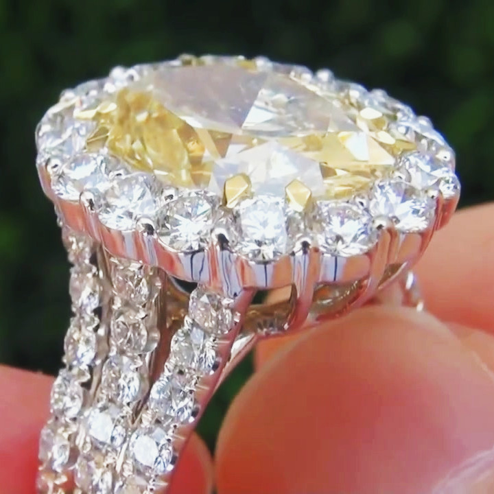 9ct Oval Cut Yellow Sapphire Engagement Ring