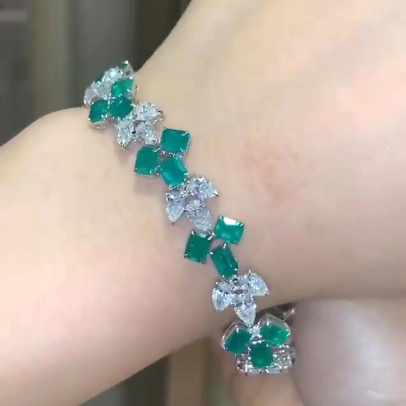 Emerald&Pear Cut Emerald Sapphire Bracelet