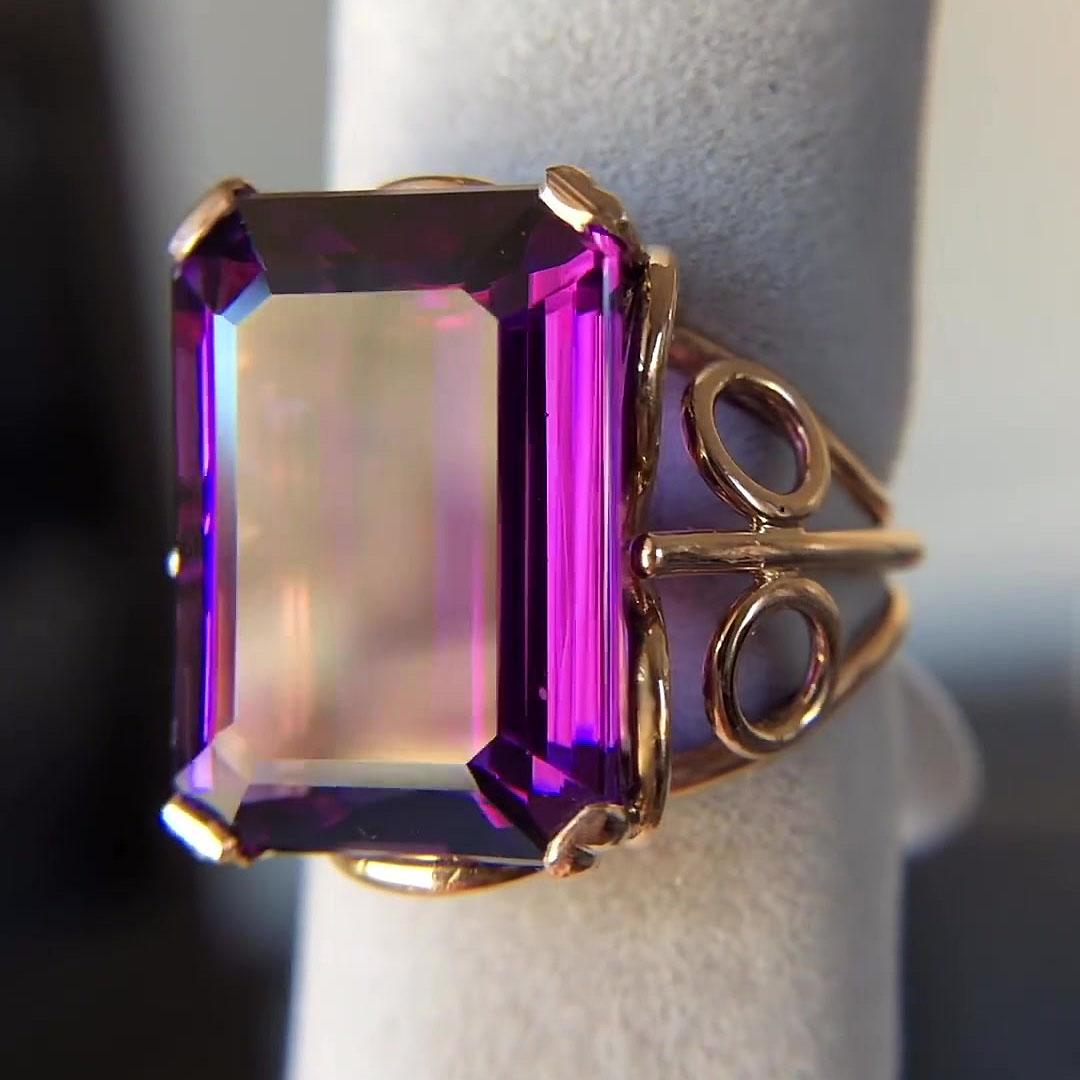 7ct Emerald Cut Amethyst Sapphire Engagement Ring