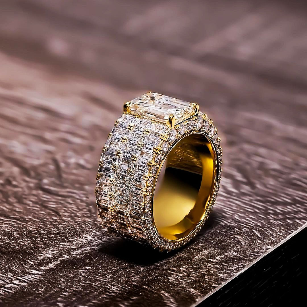 4ct Emerald Cut White Sapphire Men's Engagement Ring