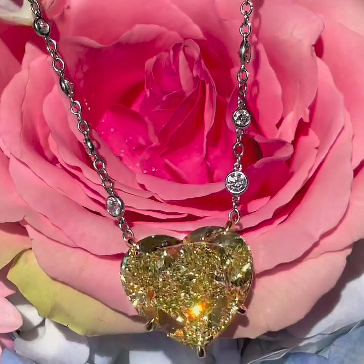 Heart Cut Yellow Sapphire Pendant Necklace
