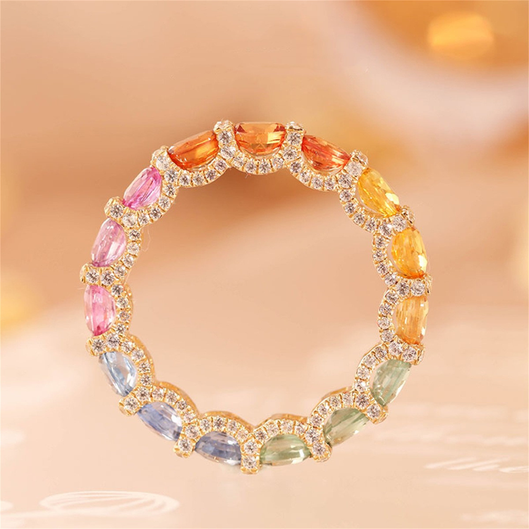 5ct Oval Cut Rainbow Sapphire Eternity Ring