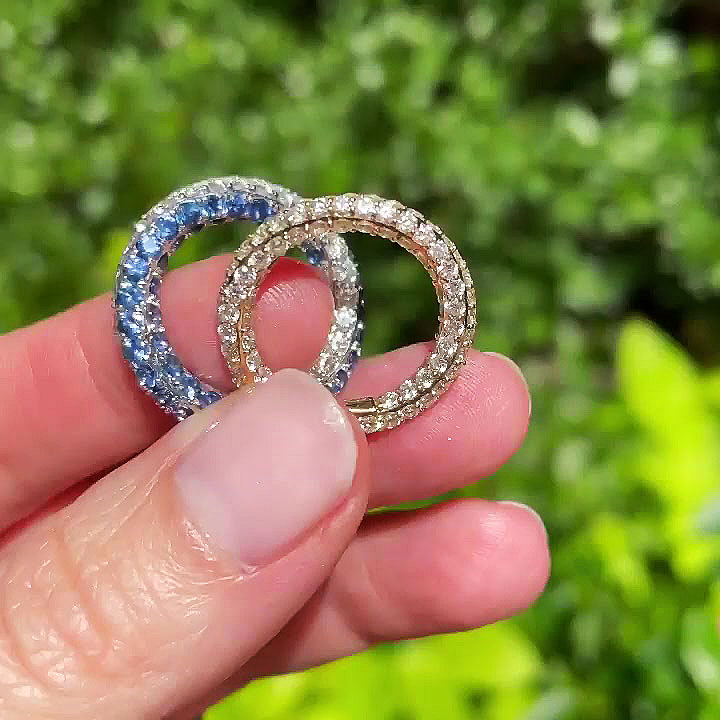 4ct Round Cut Blue Sapphire Eternity Ring