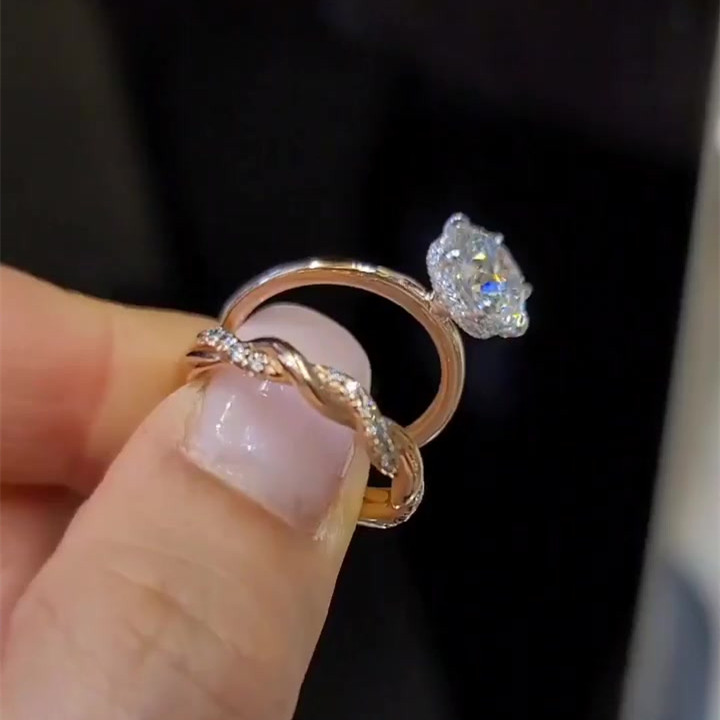 2ct Round Cut White Sapphire Wedding Set